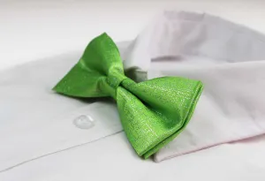 Mens Light Green Sparkly Glitter Patterned Bow Tie