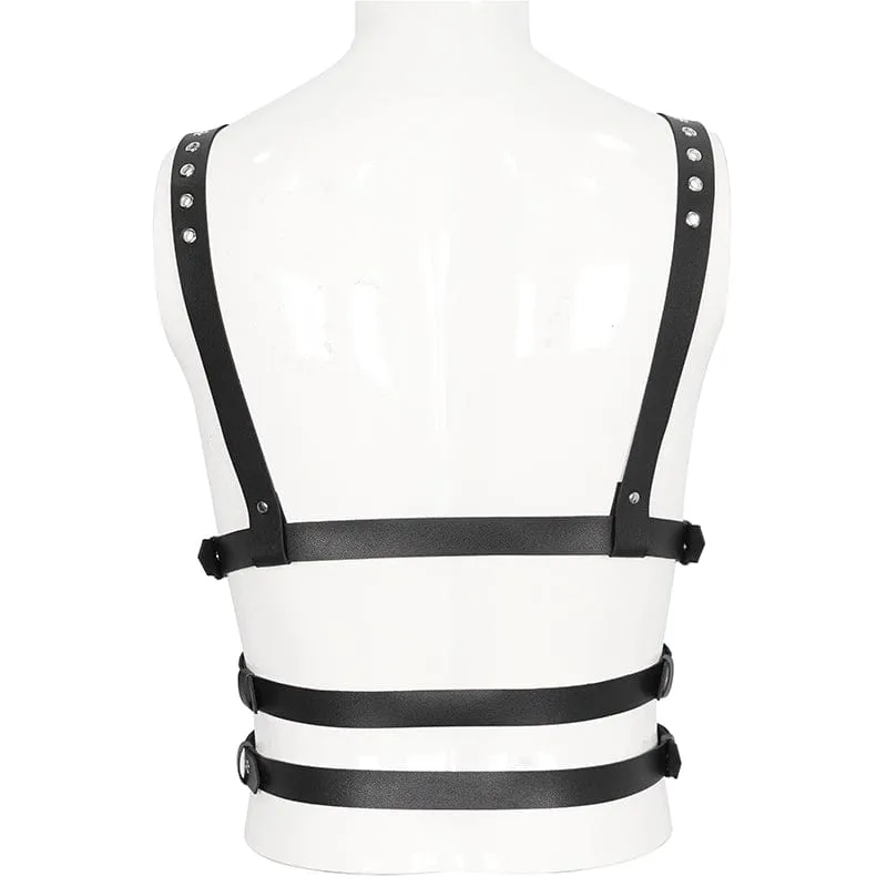 Men's Punk Crossed Buckle Faux Leather Harness