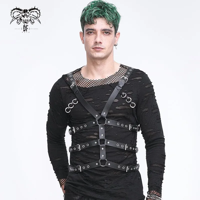 Men's Punk Crossed Buckle Faux Leather Harness