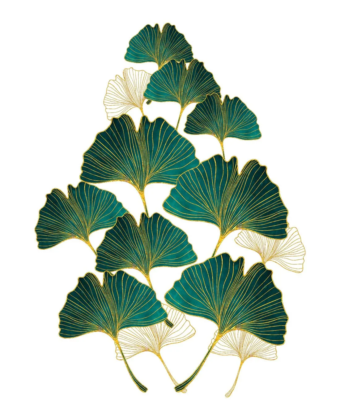 Merical Golden Green Leafs| Size 80 X 58Cms | Wall Stickers for Home, Hall, Bedroom, Kitchen and Living Room