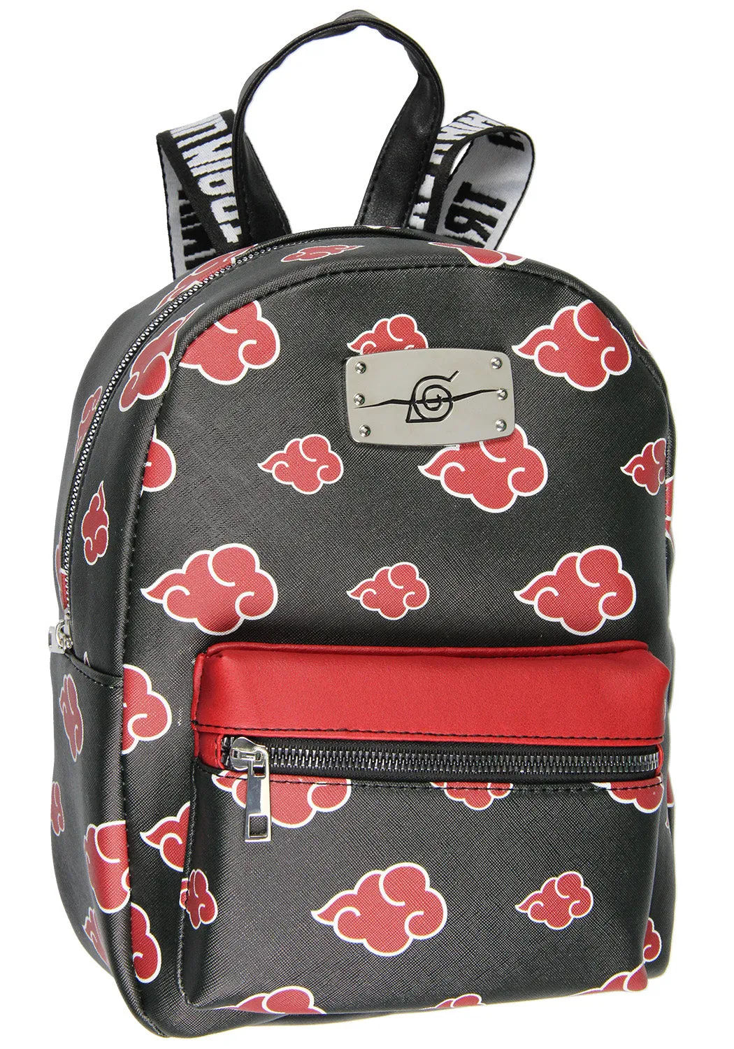 Naruto Akatsuki Sasuke Red Cloud Faux Saffiano Leather Mini Backpack Bag