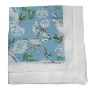 PEONY INSPIRA  AZUR 22"X22" HEMSTITCH DINNER NAPKIN, SET OF 4