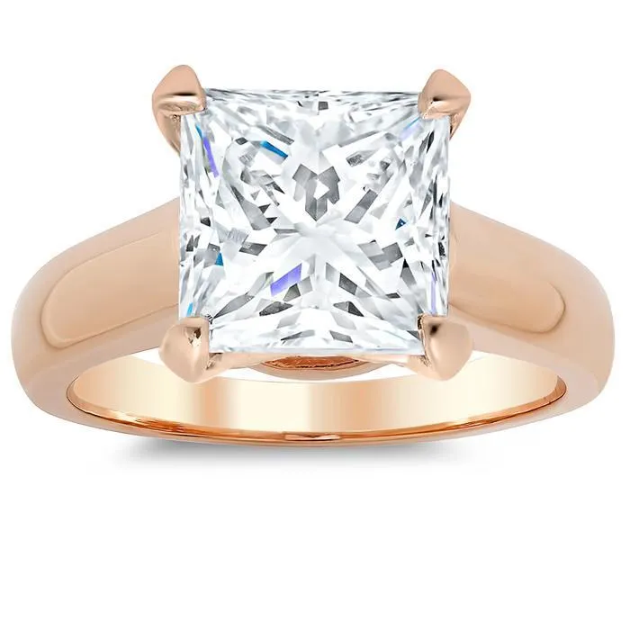 Princess Cut Trellis Solitaire Ring 3.5mm Wide