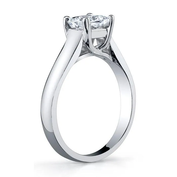 Princess Cut Trellis Solitaire Ring 3.5mm Wide