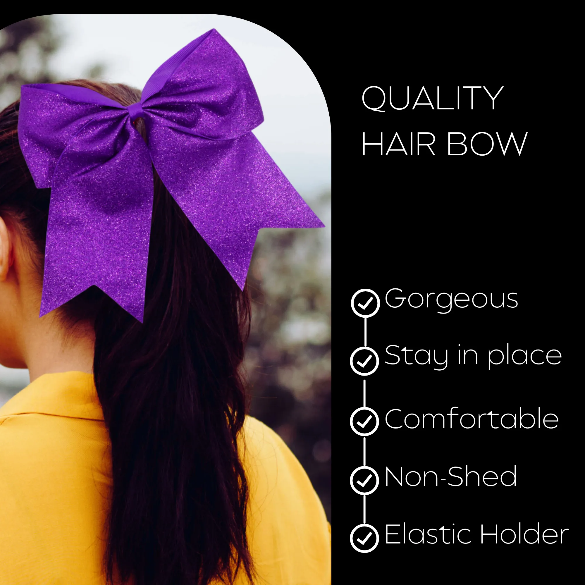 Purple Glitter Cheer Bow