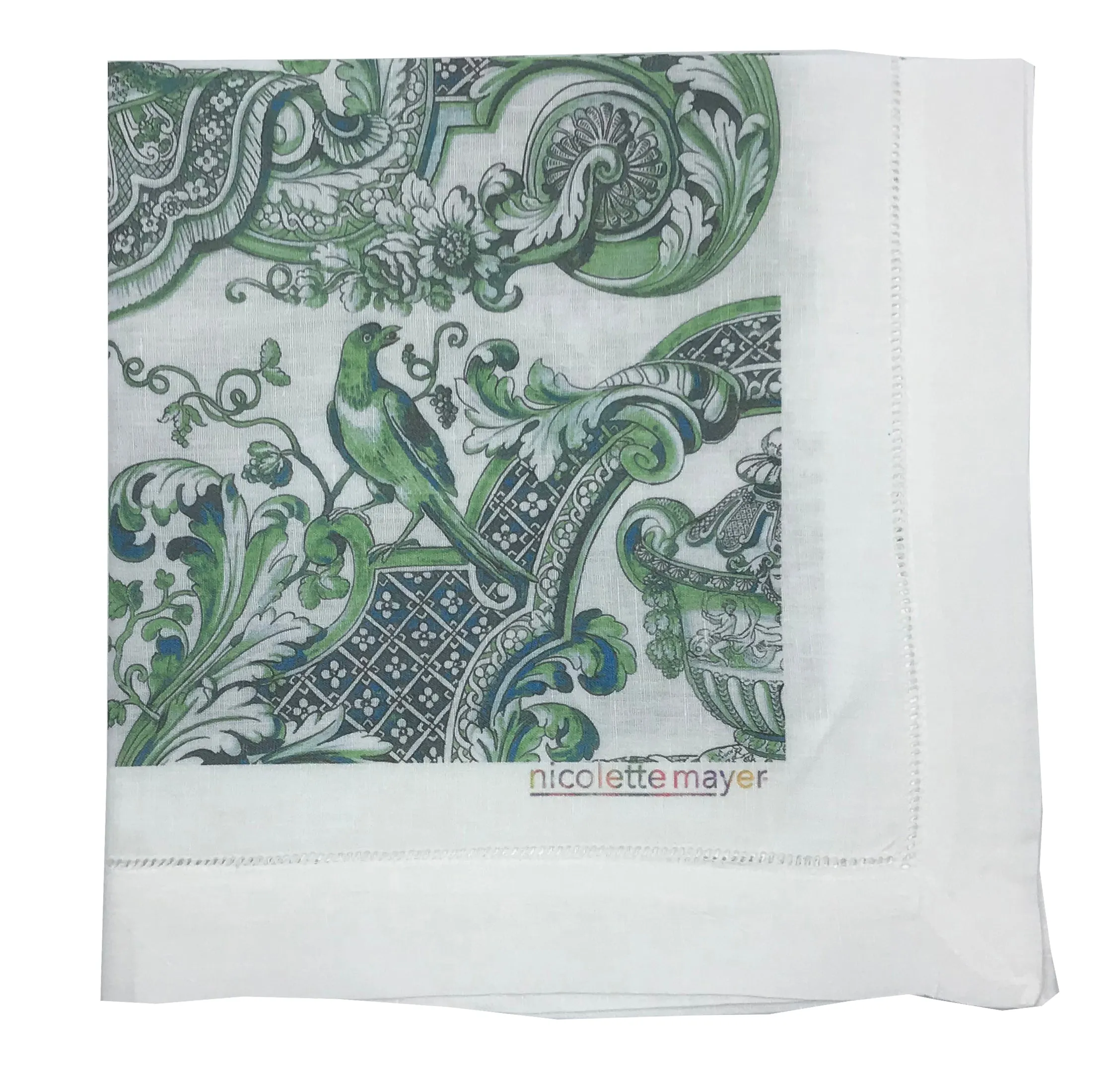 Royal Delft William And Mary Green 22X22" Set Of 4, Cotton Sateen Table Napkins