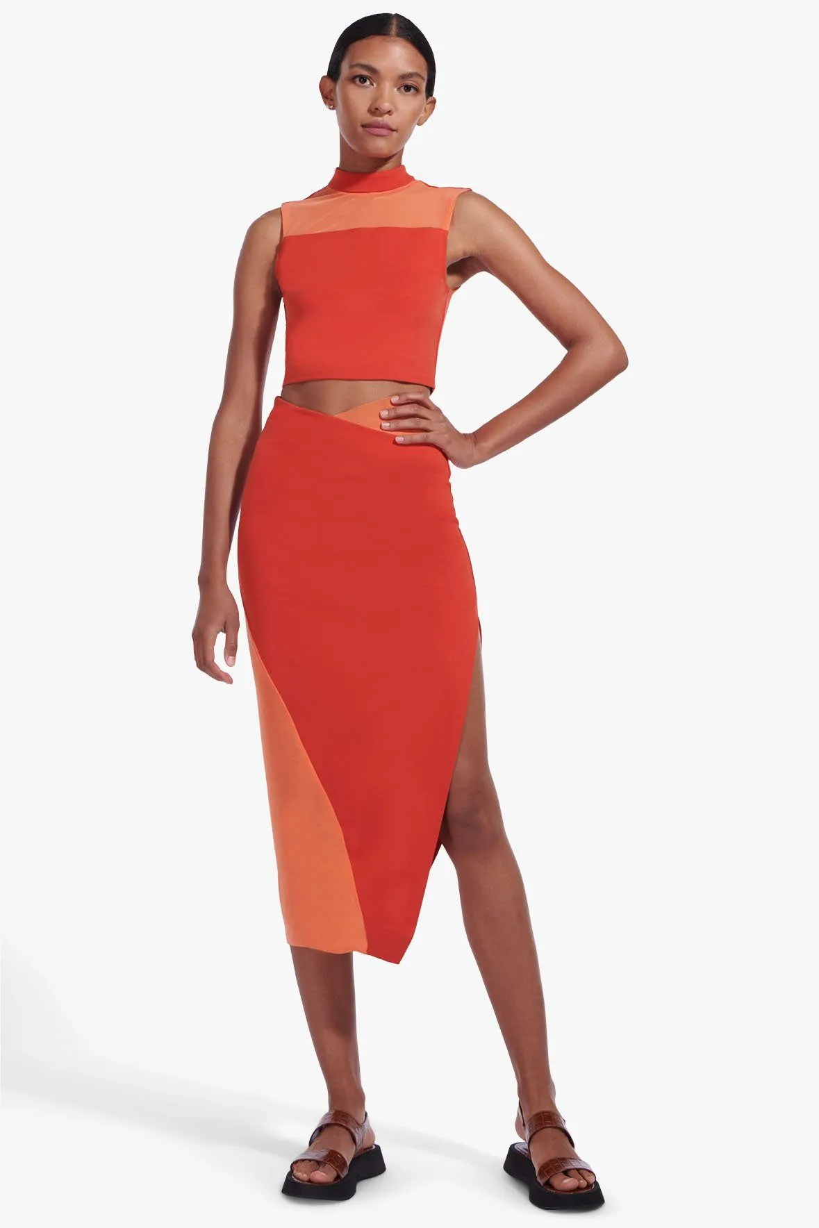 RUSSO SKIRT | FIERY RED NECTARINE