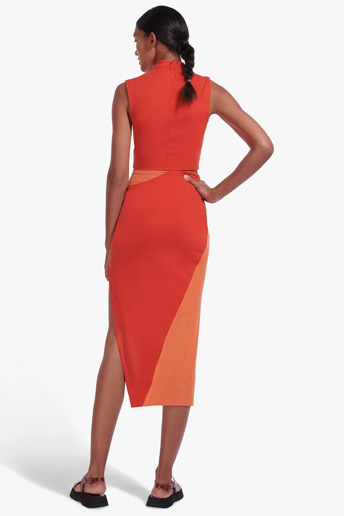 RUSSO SKIRT | FIERY RED NECTARINE