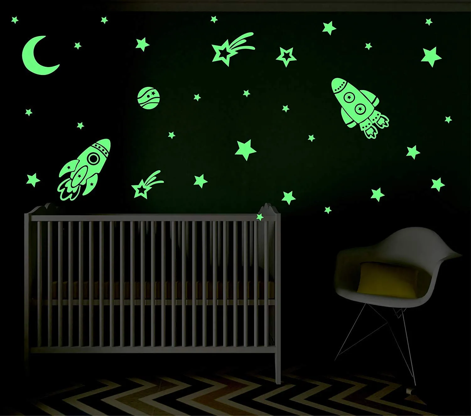 Satya Vipal Radium Galaxy of Stars' Glow in Dark Sticker (PVC Ceiling Decor Stickers) 8 Sheets , Green