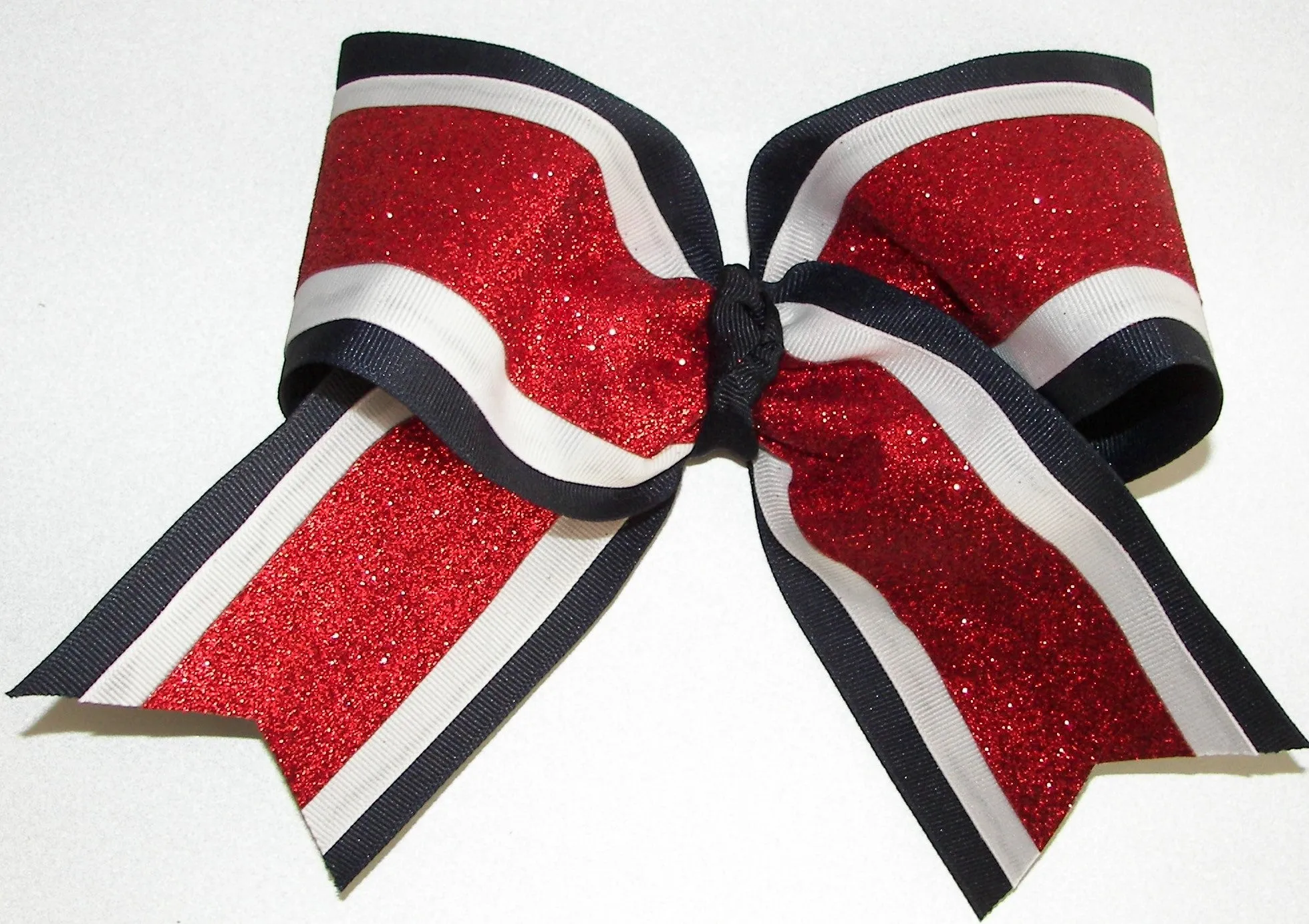 Sparkly Red Navy White Cheer Bow