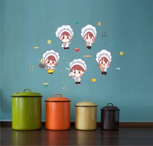 Sticker hub Cute Cartoon Chef Wall Stickers for Kitchen and Dining Room| PVC Vinyl,DIY Removable Peel and Stick Deal 'Covers H 101 cm x W 135 cm'