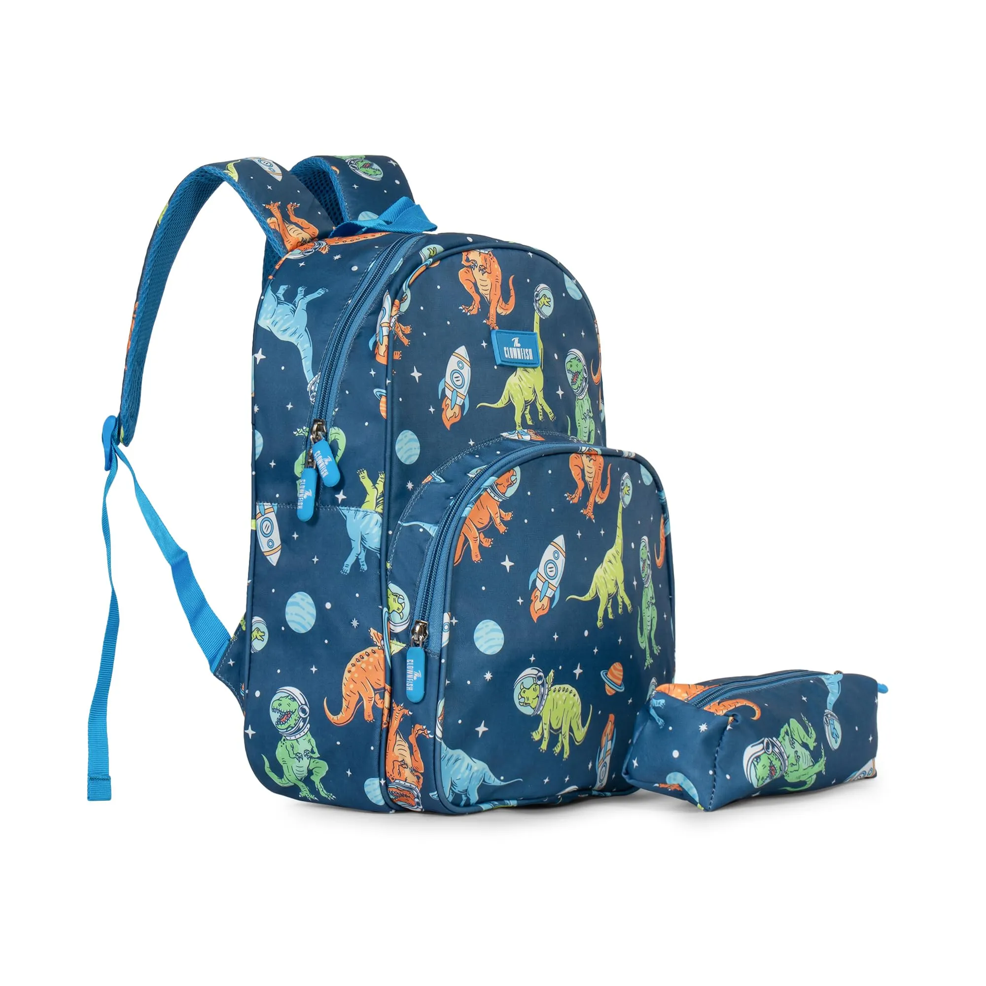 THE CLOWNFISH Cosmic Critters Series Printed Polyester 15 Litres Kids Backpack School Bag with Free Pencil Staionery Pouch Daypack Picnic Bag for Tiny Tots Of Age 5-7 Years (Blue - Diano)