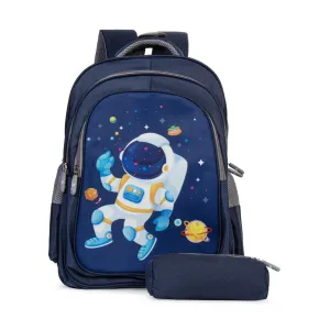 THE CLOWNFISH KidVenture Series Polyester 22 Litres Kids Backpack School Bag Daypack Sack Picnic Bag for Tiny Tots Child Age 5-7 years (Black - Astronaut)