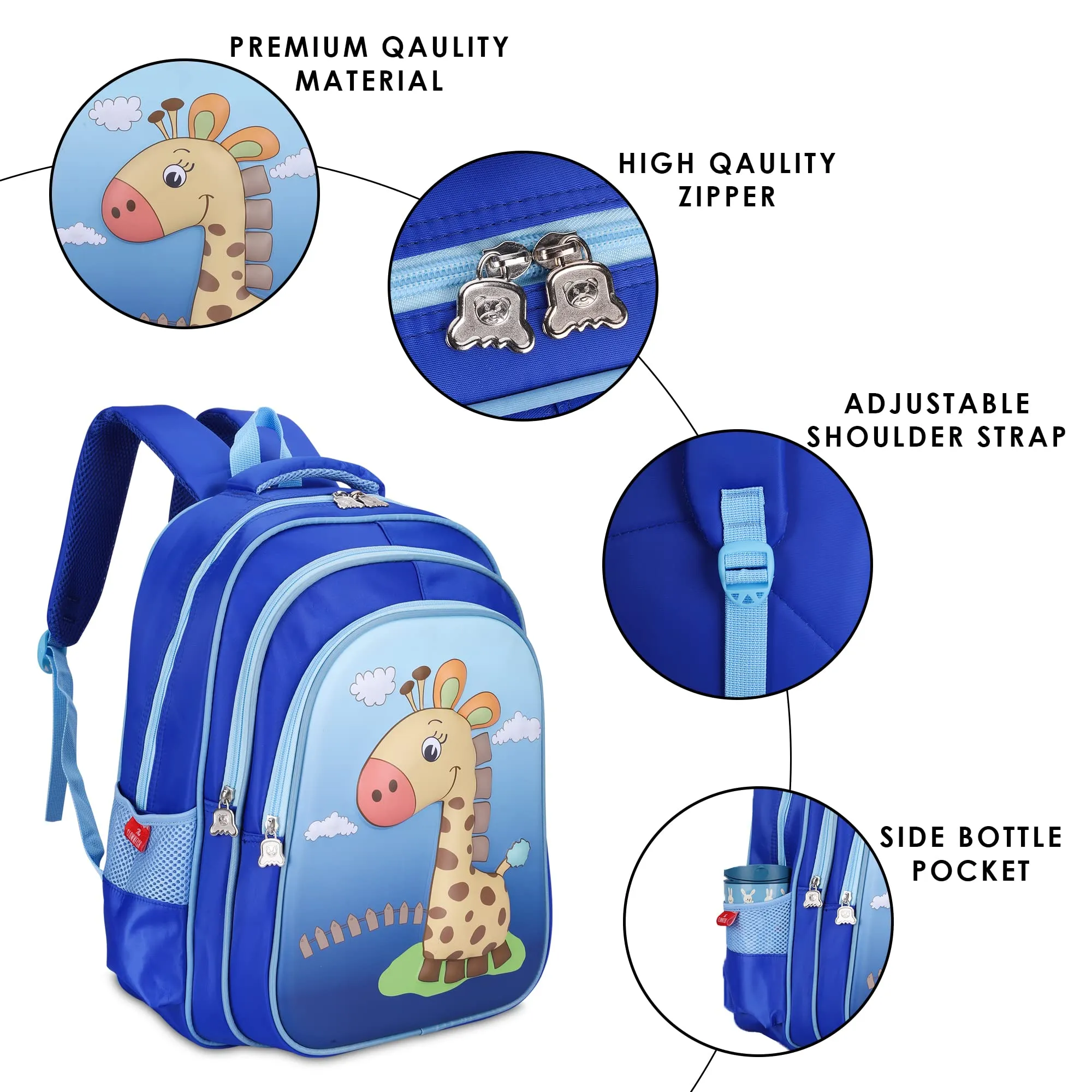 THE CLOWNFISH KidVenture Series Polyester 23 Litres Kids Backpack School Bag Daypack Sack Picnic Bag for Tiny Tots Child Age 5-7 years (Cobalt Blue)