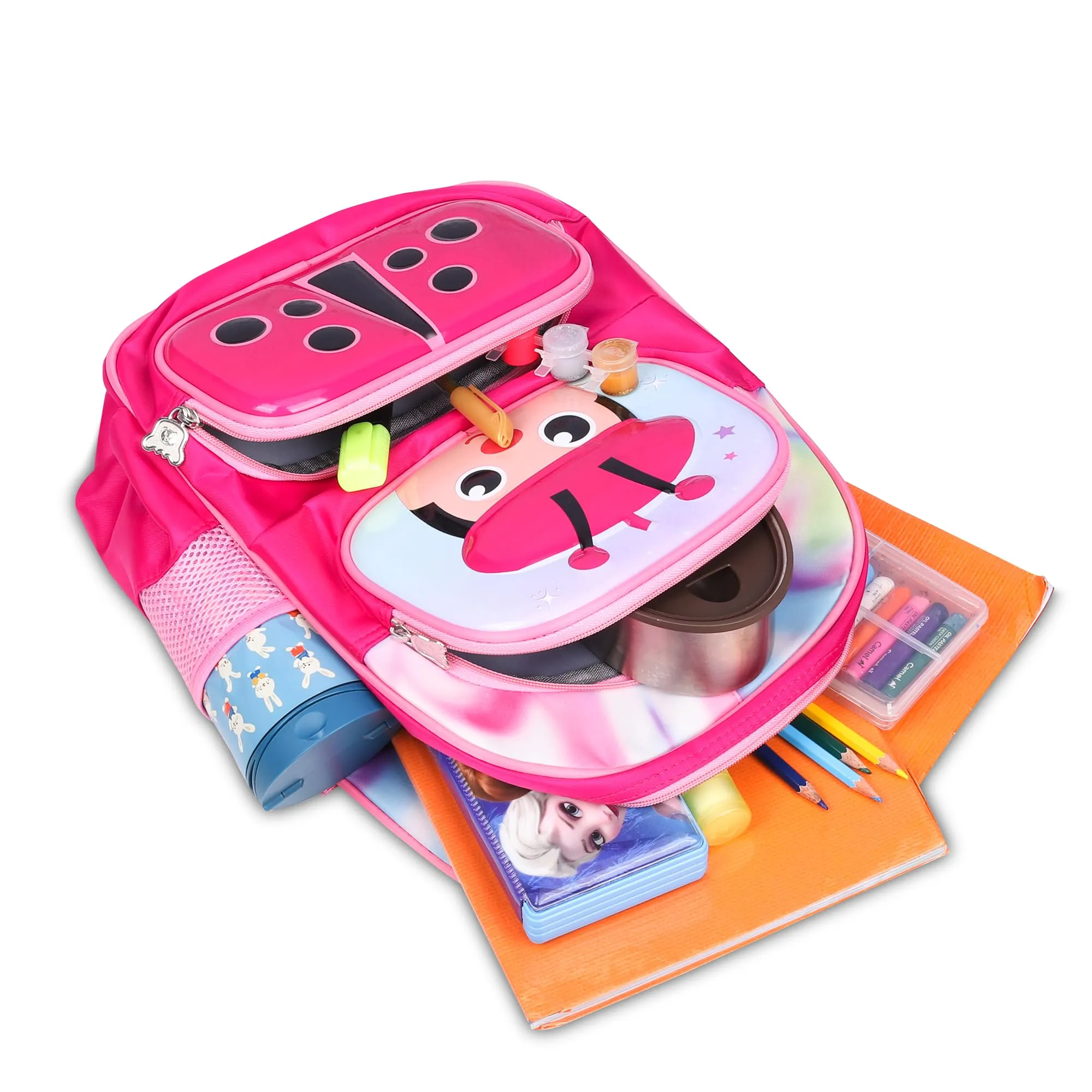 THE CLOWNFISH Little Champ Series Polyester 13.6 Litres Kids Backpack School Bag Daypack Sack Picnic Bag for Tiny Tots-Age Group 3-5 years (Magenta)