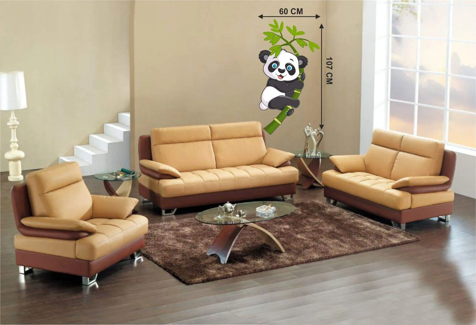 WALLBOOK Set of 2 Wall Stickers Baby Panda | Calendar Tree for Home, Hall, Bedroom, Livingroom & Kitchen