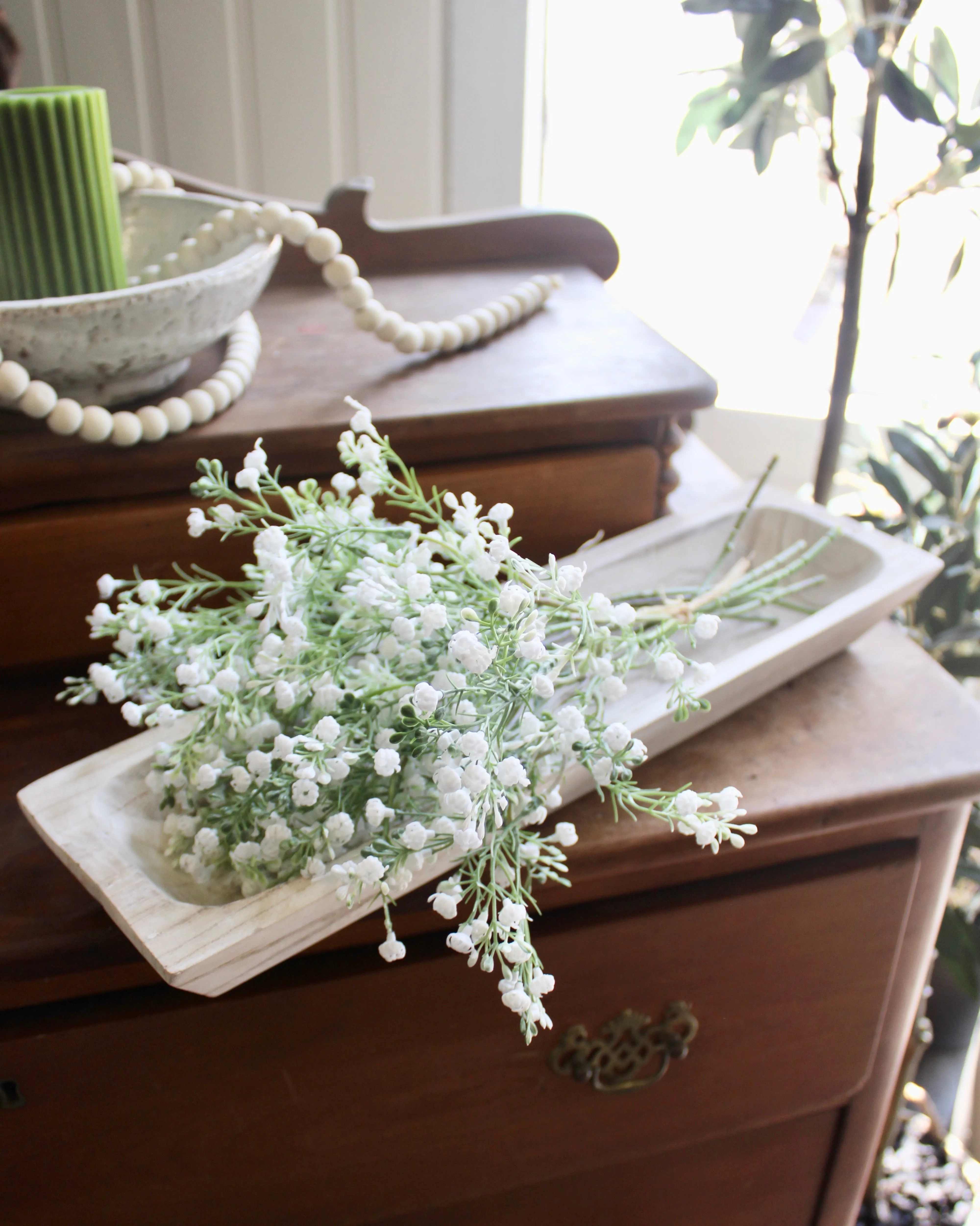 White Washed Rectangular Wooden Tray