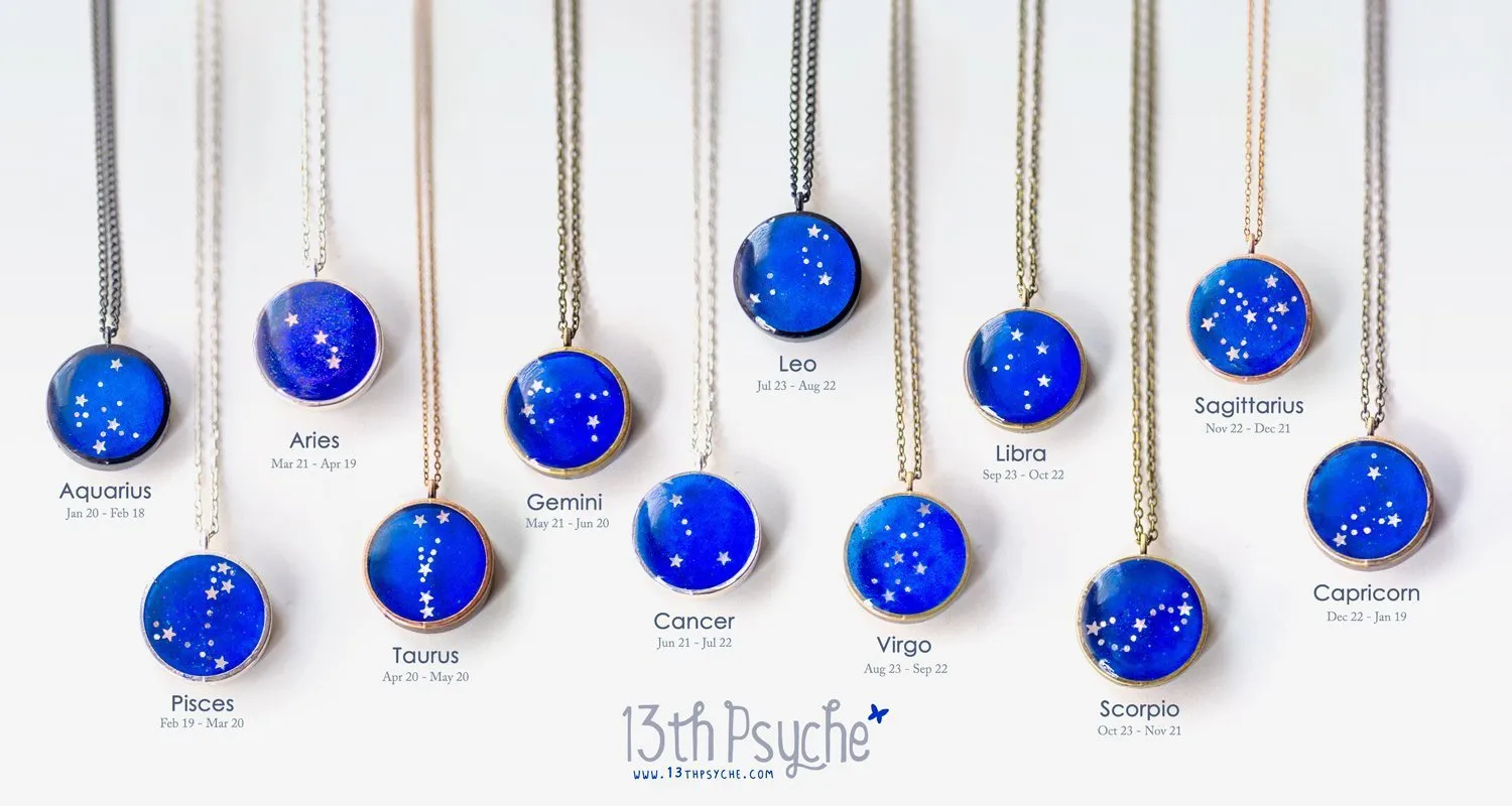 Zodiac jewelry, Scorpio constellation necklace